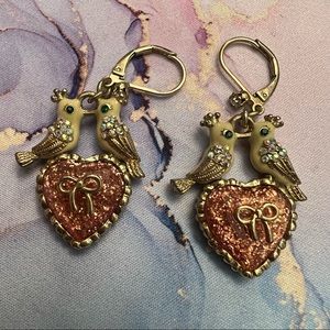 Betsey Johnson bird & heart earrings